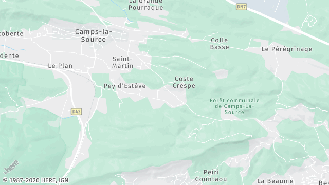Carte de la zone d'intervention à Camps-la-Source
