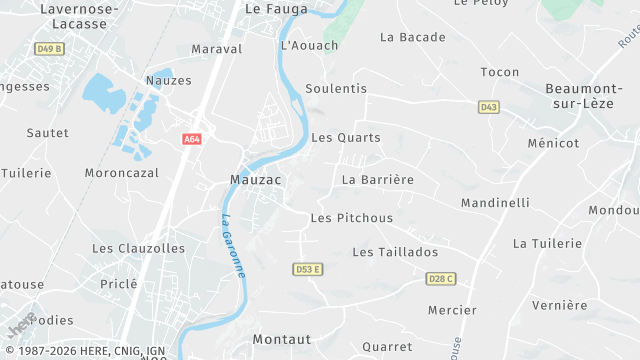 Carte de la zone d'intervention à Mauzac