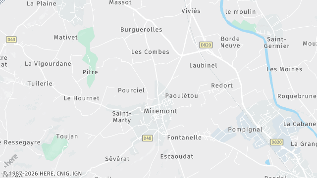 Carte de la zone d'intervention à Miremont