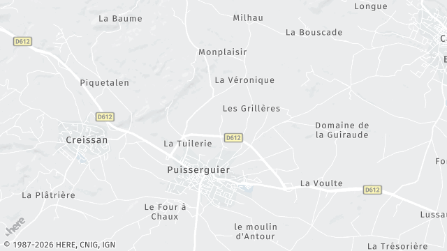 Carte de la zone d'intervention à Puisserguier