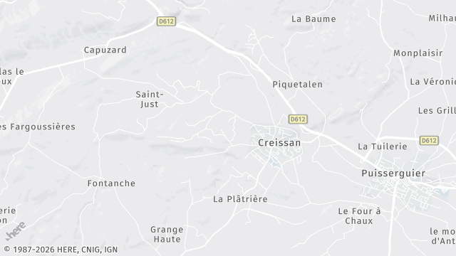 Carte de la zone d'intervention à Creissan