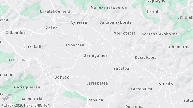 Carte de la zone d'intervention à Ayherre