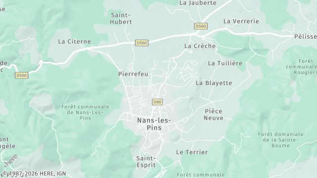Carte de la zone d'intervention à Nans-les-Pins