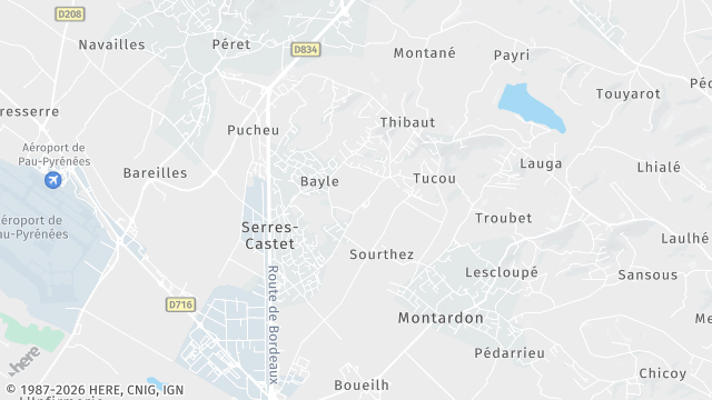 Carte de la zone d'intervention à Serres-Castet