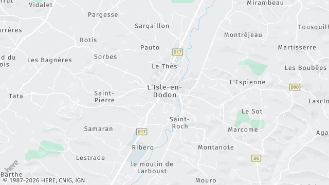 Carte de la zone d'intervention à L'Isle-en-Dodon