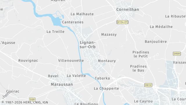 Carte de la zone d'intervention à Lignan-sur-Orb