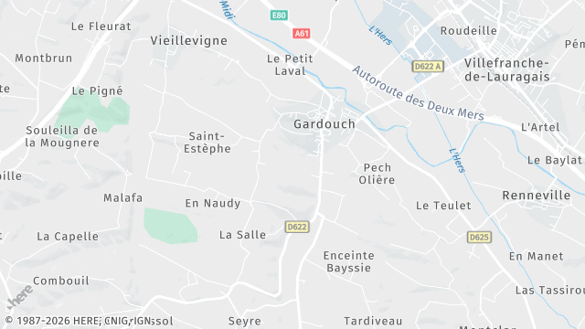 Carte de la zone d'intervention à Gardouch