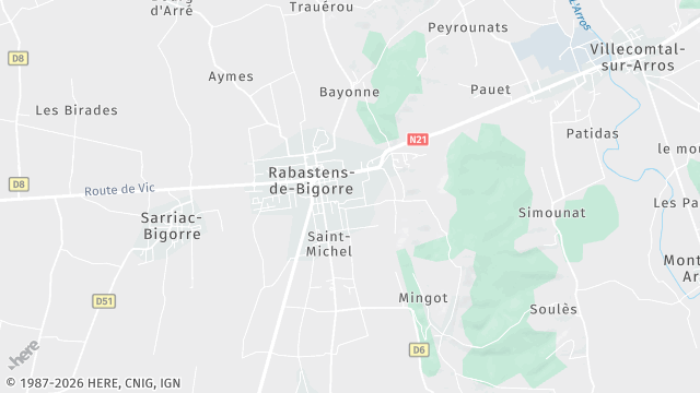 Carte de la zone d'intervention à Rabastens-de-Bigorre