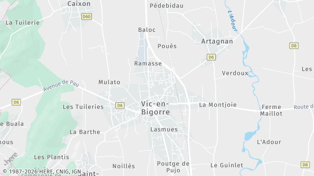 Carte de la zone d'intervention à Vic-en-Bigorre