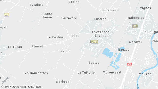 Carte de la zone d'intervention à Lavernose-Lacasse