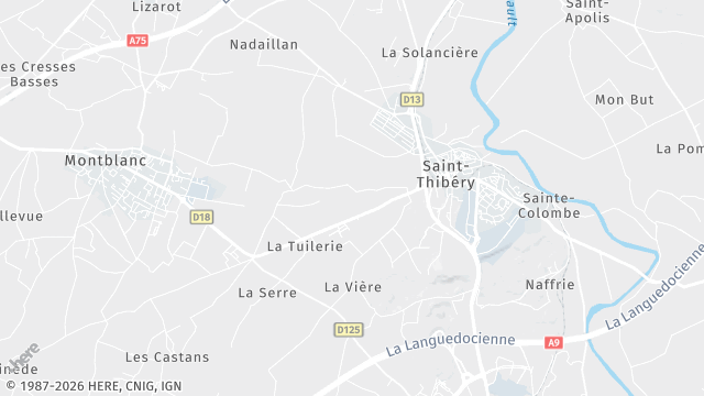 Carte de la zone d'intervention à Saint-Thibéry