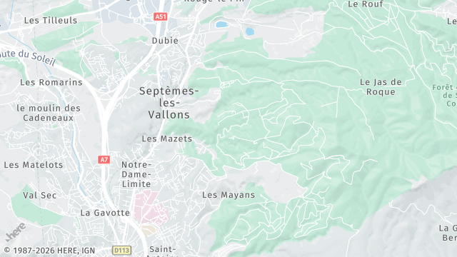 Carte de la zone d'intervention à Septèmes-les-Vallons