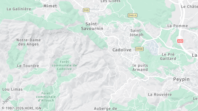 Carte de la zone d'intervention à Cadolive