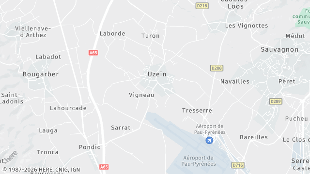 Carte de la zone d'intervention à Uzein