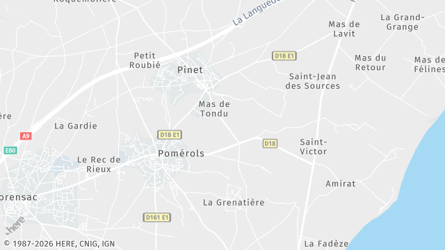 Carte de la zone d'intervention à Pomérols