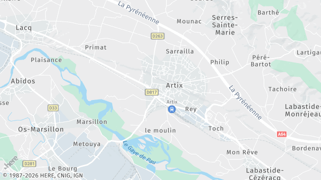 Carte de la zone d'intervention à Artix