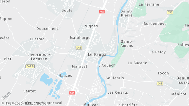 Carte de la zone d'intervention à Le Fauga