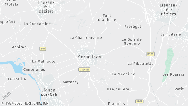 Carte de la zone d'intervention à Corneilhan