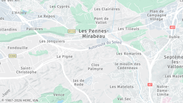 Carte de la zone d'intervention à Les Pennes-Mirabeau