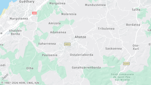 Carte de la zone d'intervention à Ahetze