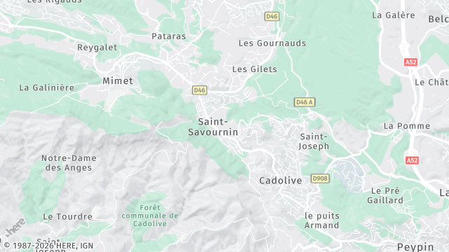 Carte de la zone d'intervention à Saint-Savournin