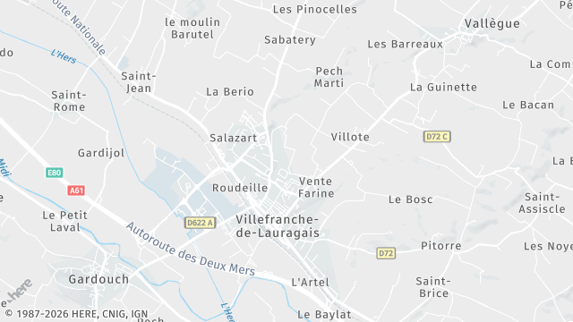 Carte de la zone d'intervention à Villefranche-de-Lauragais