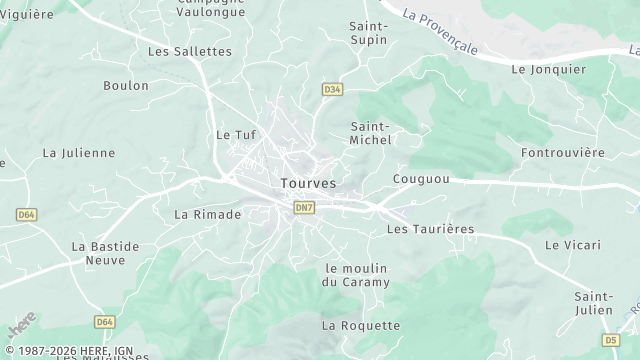 Carte de la zone d'intervention à Tourves