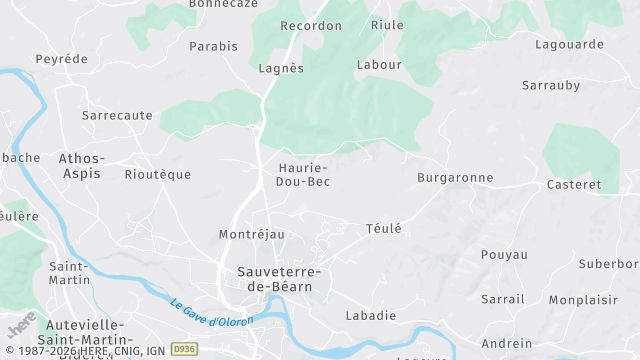 Carte de la zone d'intervention à Sauveterre-de-Béarn
