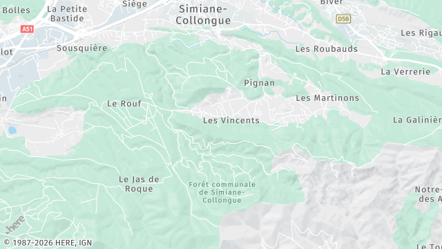 Carte de la zone d'intervention à Simiane-Collongue