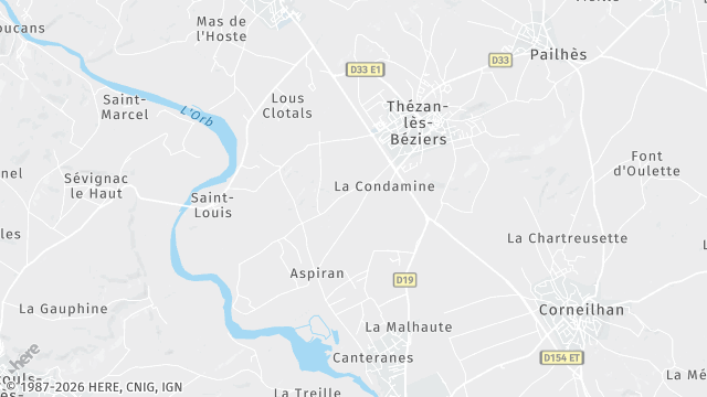 Carte de la zone d'intervention à Thézan-lès-Béziers