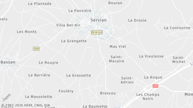 Carte de la zone d'intervention à Servian