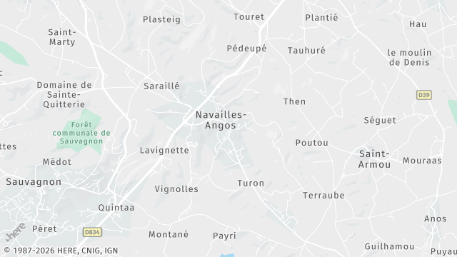 Carte de la zone d'intervention à Navailles-Angos