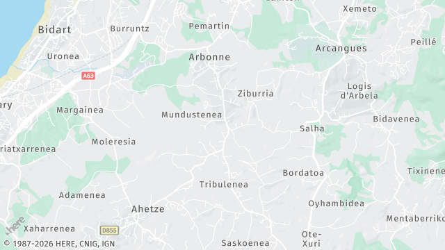 Carte de la zone d'intervention à Arbonne