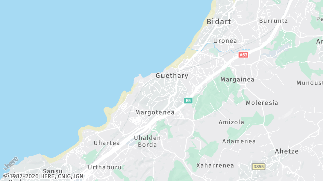 Carte de la zone d'intervention à Guéthary