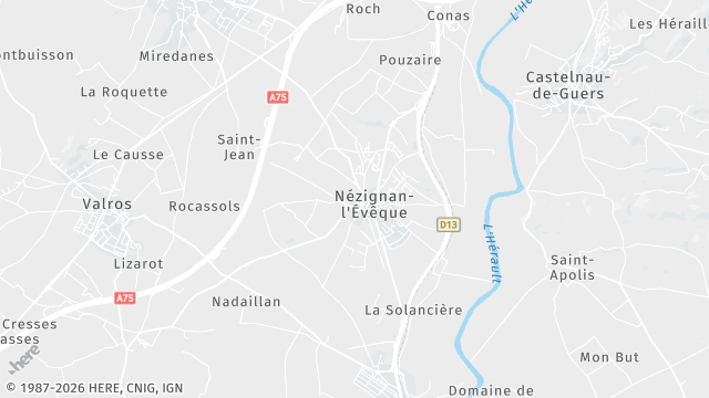 Carte de la zone d'intervention à Nézignan-l'Évêque