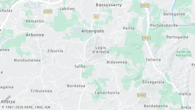 Carte de la zone d'intervention à Arcangues