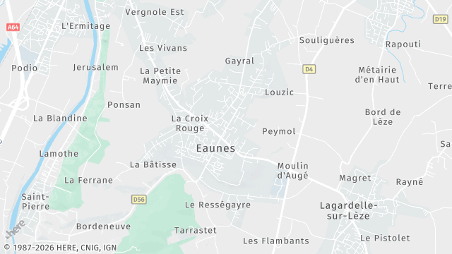 Carte de la zone d'intervention à Eaunes