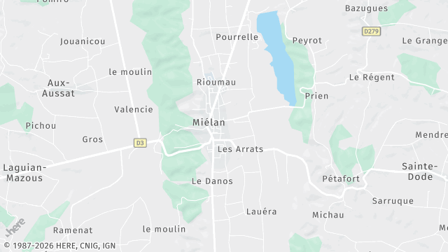 Carte de la zone d'intervention à Miélan