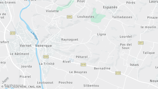 Carte de la zone d'intervention à Venerque