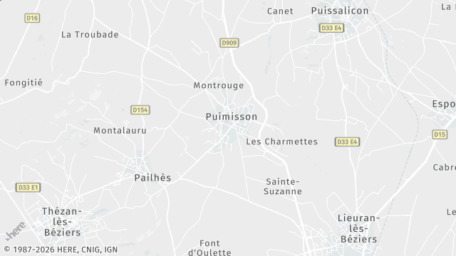 Carte de la zone d'intervention à Puimisson
