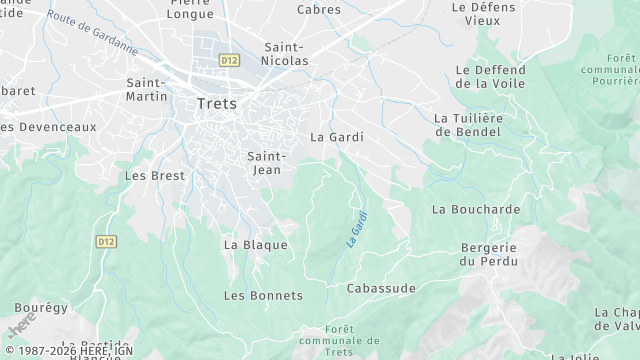 Carte de la zone d'intervention à Trets