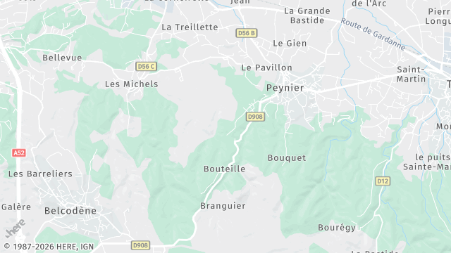 Carte de la zone d'intervention à Peynier