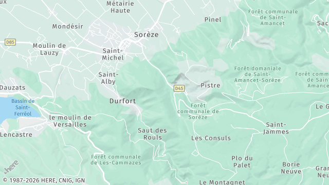 Carte de la zone d'intervention à Sorèze