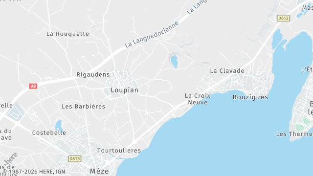 Carte de la zone d'intervention à Loupian