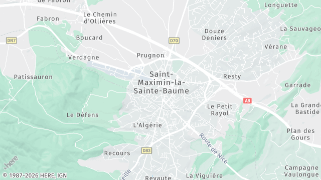 Carte de la zone d'intervention à Saint-Maximin-la-Sainte-Baume