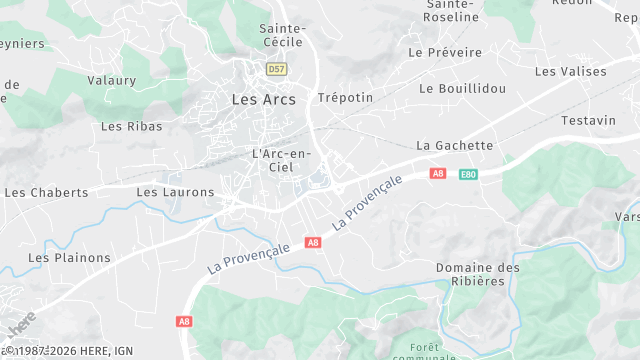 Carte de la zone d'intervention à Les Arcs