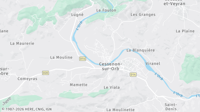 Carte de la zone d'intervention à Cessenon-sur-Orb