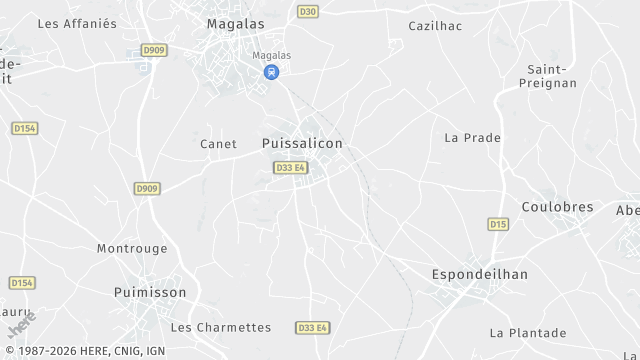 Carte de la zone d'intervention à Puissalicon