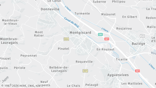 Carte de la zone d'intervention à Montgiscard