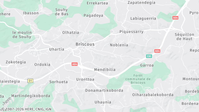 Carte de la zone d'intervention à Briscous